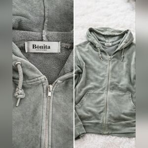 Women's Sage Green Zip Front Hoodie Jacket